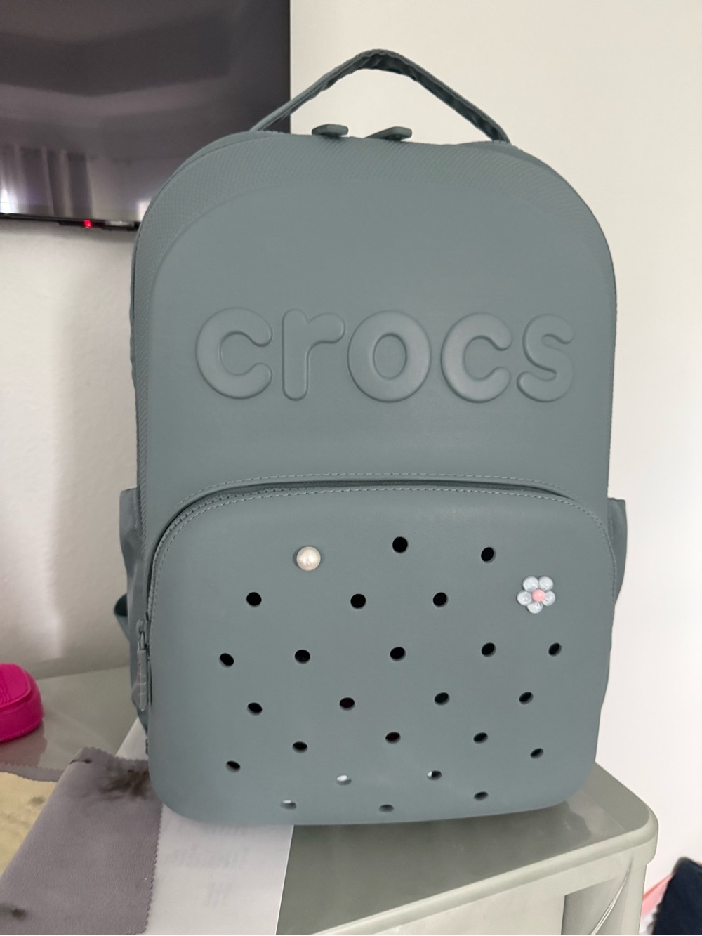 CROCS Slate Gray Everyday Backpack with Jibbitz Accents